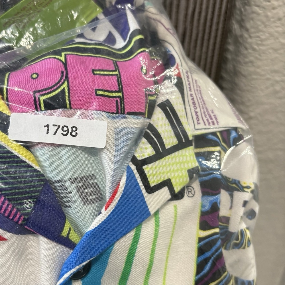 Forever 21 Pepsi Retro Neon Button Up Shirt Men's Small All Over Print EUC - Picture 7 of 8